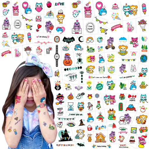 Temporary Tattoos for Kids (10 sheets/150 pcs inside)